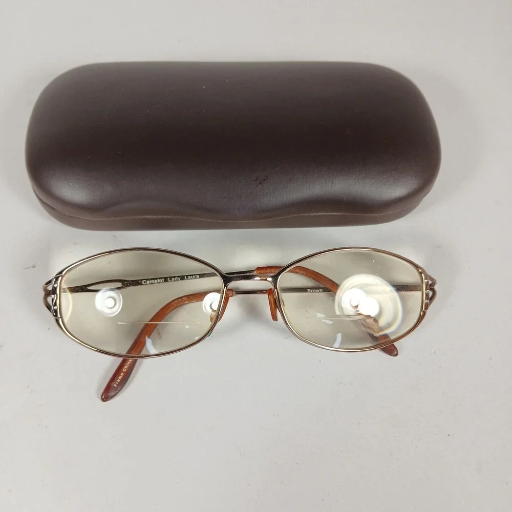 Vintage Camelot Lady Laura Brown 53-17-135 Eyeglass Frames Wire Metal